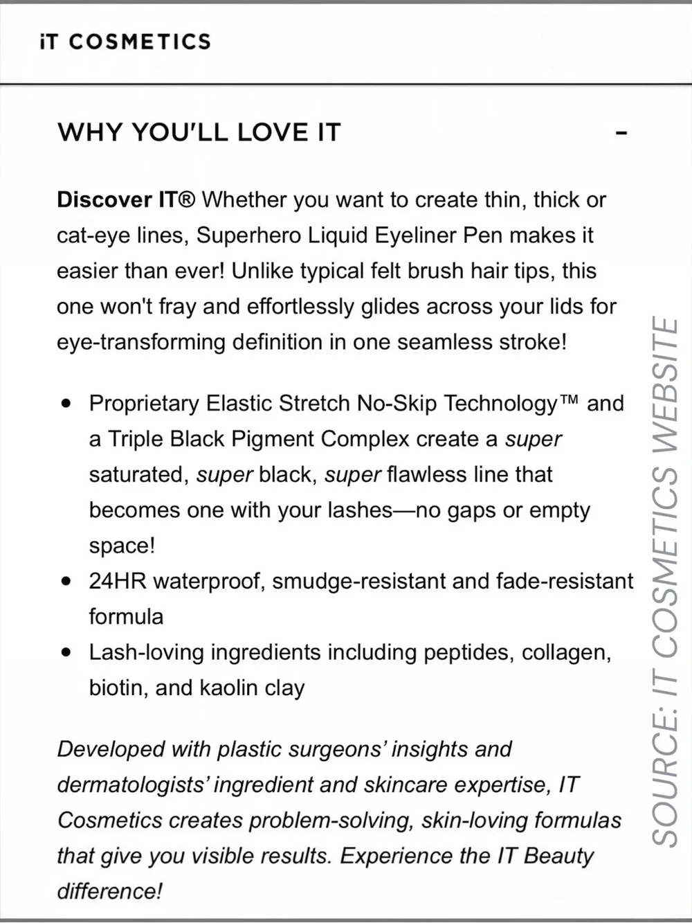 IT Cosmetics Superhero Finer 24H Waterproof Liquid-Gel Liner - Black